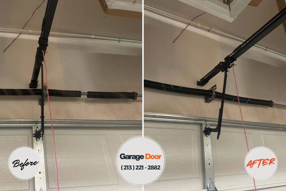 Before and after: garage door repair The Pinehills, MA